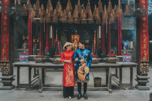 chụp ảnh couple tết với áo dài tại Hà Nội